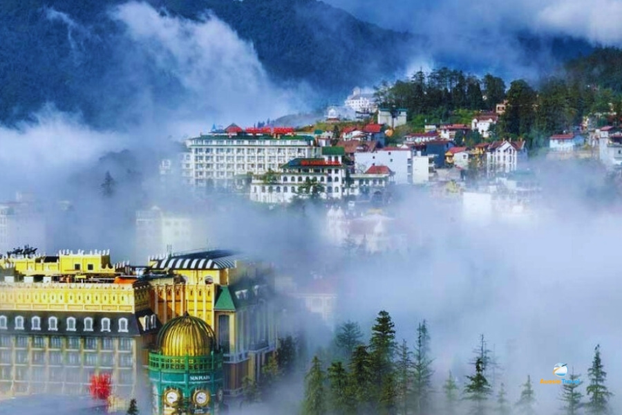 Panoramic view of Sapa town covered in misty clouds Vietnam – Auasia Travel